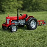 Miniatura Ultra Realista Massey Ferguson 65X + Arado 3 Bacias - 1/14 (Controle Remoto)