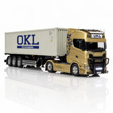 Scania Highline + Carreta Container Dourada – Escala 1/24 (Controle Remoto)