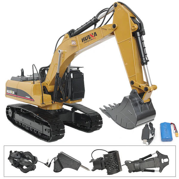 Escavadeira Huina 1580 V5 em Metal (Controle Remoto) – Escala 1/14