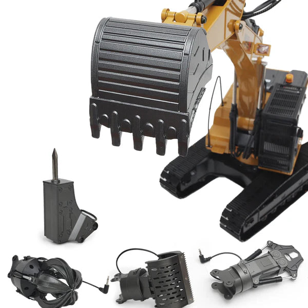 Escavadeira Huina 1580 V5 em Metal (Controle Remoto) – Escala 1/14