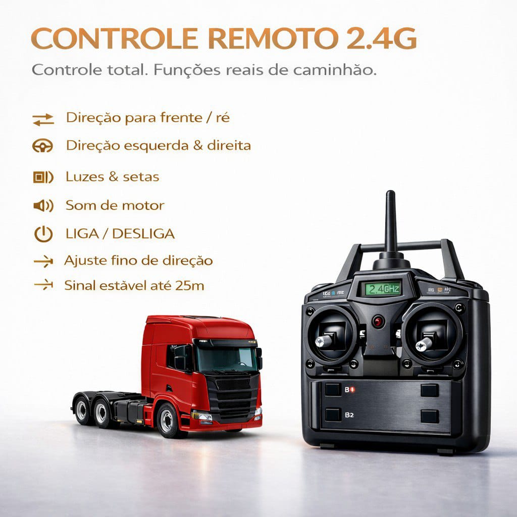 Volvo FH Globetrotter Azul Metálico + Carreta Dupla RC 1/14 - (Controle Remoto)